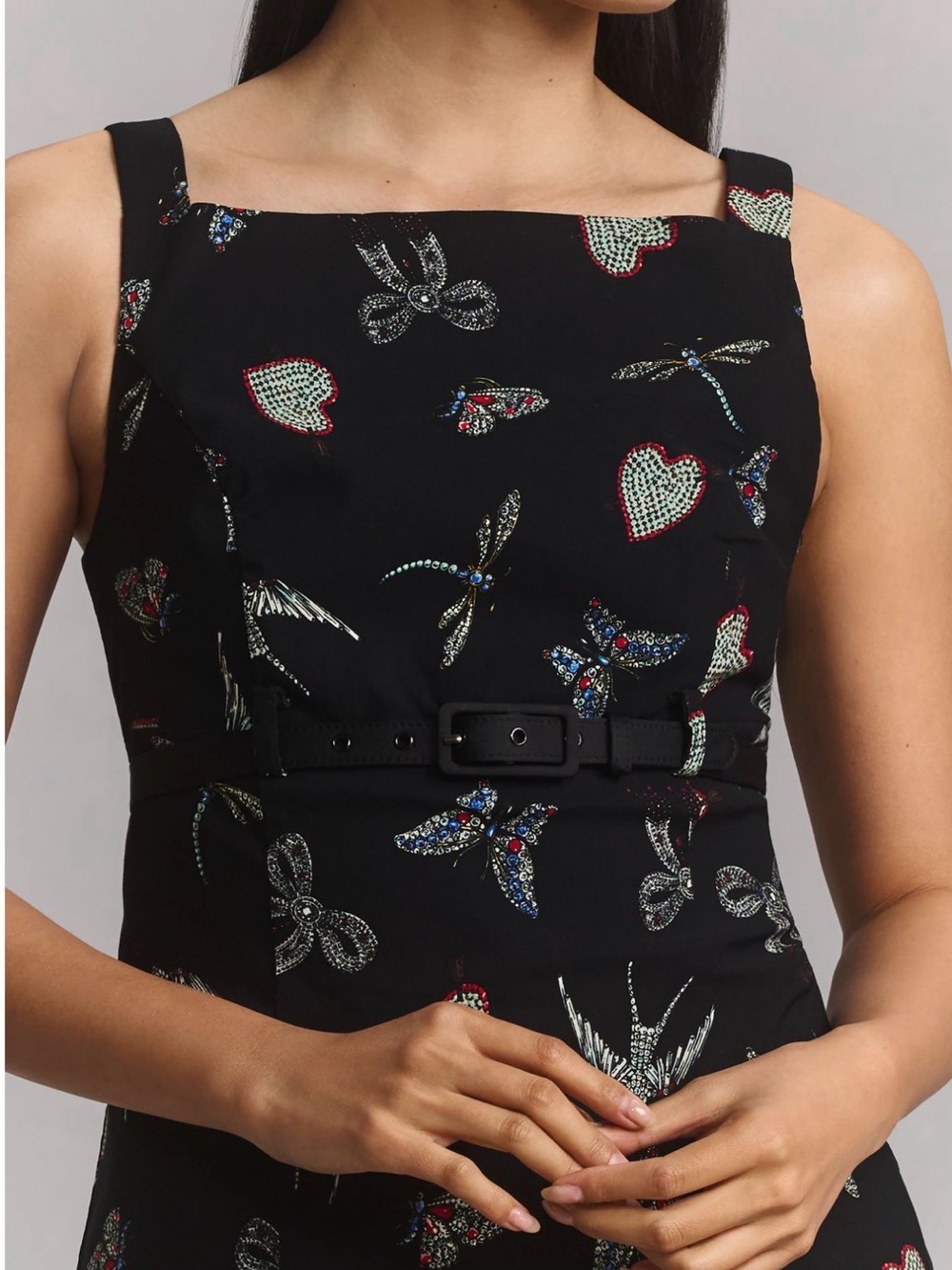 Maeve Black Floral & Butterfly Square-Neck Mini Dress - Picture 3 of 12